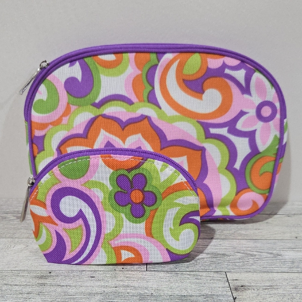 Clinique Purple and Orange Cosmetic Bag Set